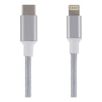 USB-C til Lightning kabel 1m (stoff dekket) Sølv - Epzi