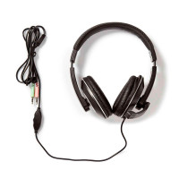 Over Ear Headset m/mikrofon (2x3,5mm) Svart - Nedis