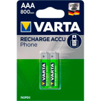 2x AAA Oppladbare Batterier Telefon (800mAh) Varta