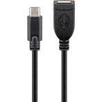 USB-C Adapter 0,2m (USB-C Han/USB-A Hun) Svart