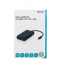 USB-C Dock (HDMI/DP/DVI/VGA) Svart - Deltaco