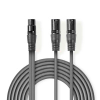 XLR kabel 1,5m stereo (3-pin 2x Han/1x Hun) Nedis
