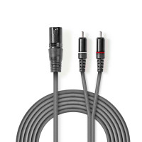 XLR adapter kabel 3m (1x 3-pin Han/2x RCA Han) Nedis