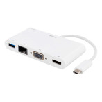 USB-C Dock (HDMI+VGA+USB-A+RJ45) Hvit - Deltaco