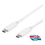 USB-C Kabel 0,5m, 100W 10Gbps (USB-C/C) Hvit - Deltaco