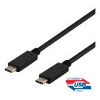 USB-C Kabel 0,5m, 100W 10Gbps (USB-C/C) Svart - Deltaco