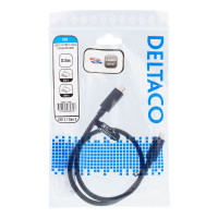 USB-C Kabel 0,5m, 100W 10Gbps (USB-C/C) Svart - Deltaco