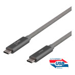 USB-C Kabel 1m, 100W 10Gbps (USB-C/C) Space grey - Deltaco