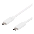 USB-C Kabel 1m, 60W 10Gbps (USB-C/C) Hvit - Deltaco
