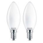 Philips Kerte LED Pære E27 Mat - 4,3W (40W) 2-Pack