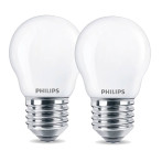 Philips Krone LED Pære E27 Mat - 2,2W (25W) 2-Pack