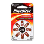 Batterier Høreapparat str. 312 (Brun) Energizer - 8-pack