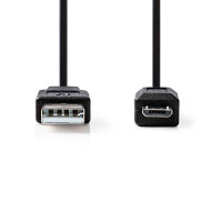 Micro USB 2.0 Spiralkabel - 2m (USB-A/USB Micro B) Svart