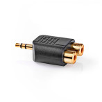 Minijack til Phono adapter (2x RCA Hun til 3,5mm Han) Gull
