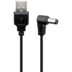 USB Kabel med Strømkontakt 0,5m (5,5x2,5 mm) Svart