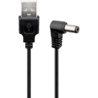 USB Kabel med Strømkontakt 1,5m (5,5x2,5 mm) Svart