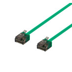 Flat Nettverkskabel m/slimstikk 1m - Cat6a (U/UTP) Grønn