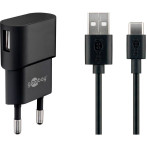USB-C Lader m/kabel 5W (1xUSB-A) Svart - Goobay