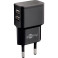 Micro USB lader 1m - 2,4A (2x USB) Svart - Goobay