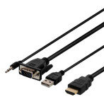 VGA til HDMI adapter kabel - 1m (USB/3,5mm)