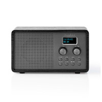 DAB Radio m/batteri (ur/alarm) Svart tre - Nedis