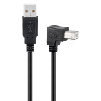 Vinkel USB kabel 1,0 meter (A han/B han)