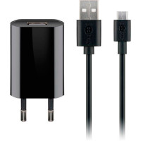 Micro USB lader Slim 1A - m/kabel (1xUSB) Svart - Goobay
