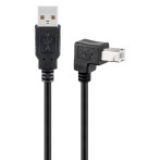 Vinkel USB kabel 2,0 meter (A han/B han)