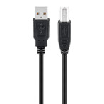 USB kabel (A han/B han) - 5m (Svart)