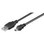 Mini USB kabel - 3m (Svart) Nedis