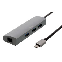 USB-C Hub m/Nettverkskort (3xUSB-A+RJ45) Deltaco