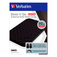 512GB Ekstern SSD Harddisk (USB-C 3.2 Gen1) Verbatim