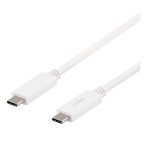 USB-C Kabel 25W - 1m (USB-C/USB-C) Hvit - Deltaco