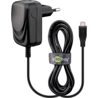 Micro USB lader m/fast kabel 1A - 1,5m (1xUSB) Goobay