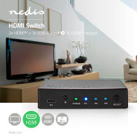 HDMI Switch 4K - 2 input (m/forsterker) Nedis