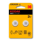 Kodak Max CR2025 Lithium batterier (3V) 2-Pack