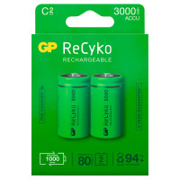 Oppladbare C batterier (3000mAh) GP ReCyko - 2-Pack