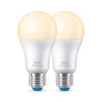 WiZ WiFi Dimbar LED pære E27 - 8W (60W) Hvit - 2-Pack