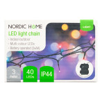 LED farge lyskjede m/timer utendørs - 3m (40 LED) Nordic
