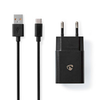 USB-C Lader m/kabel 12W (1xUSB-A) Svart - Nedis