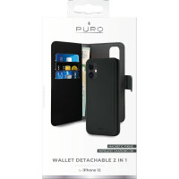 iPhone 12 Mini flip deksel EcoLeather (4 rom) Svart - Puro