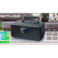 Transportabel DAB+ radio (CD/FM/USB) Svart - Muse M-32