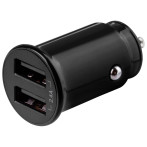 USB billader 2,4A/12W (2xUSB-A) Svart - Deltaco