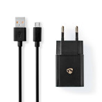 Micro USB lader 1m - 2,1A (1x USB-A) Svart - Nedis