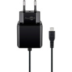 Micro USB lader m/fast kabel 3A - 1,5m (1xUSB) Goobay