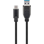 USB-C Kabel 15W - 0,15m (USB-C/USB-A) Svart - Goobay