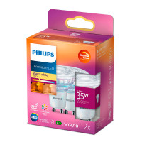 Philips dim. LED spot GU10 - 2,6W (35W) Varm hvit - 2-Pack