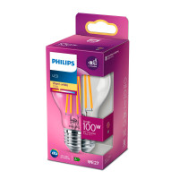 Philips LED Glødepære E27 Klar - 10,5W (100W)