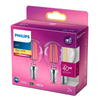 Philips Krone LED Glødepære E14 Klar - 4,3W (40W) 2pk