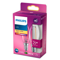 Philips Kerte LED Glødepære E14 Klar - 2W (25W) 2pk
